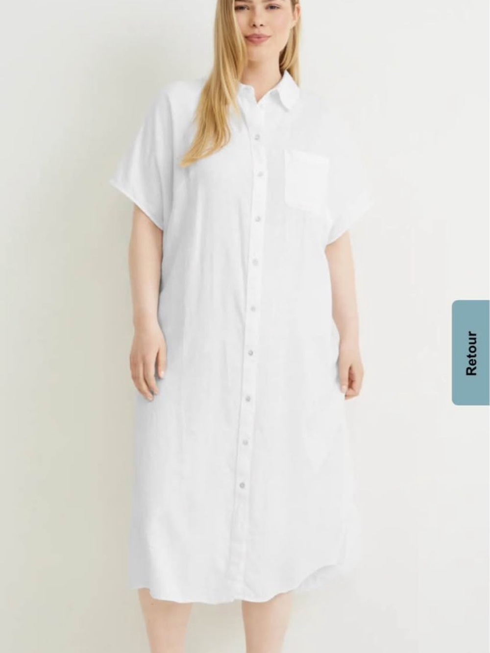 White Button-Front Shirt Dress